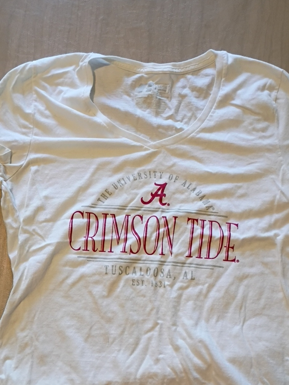 Russell Athletic White & Red Crimson Tide V-Neck Tee